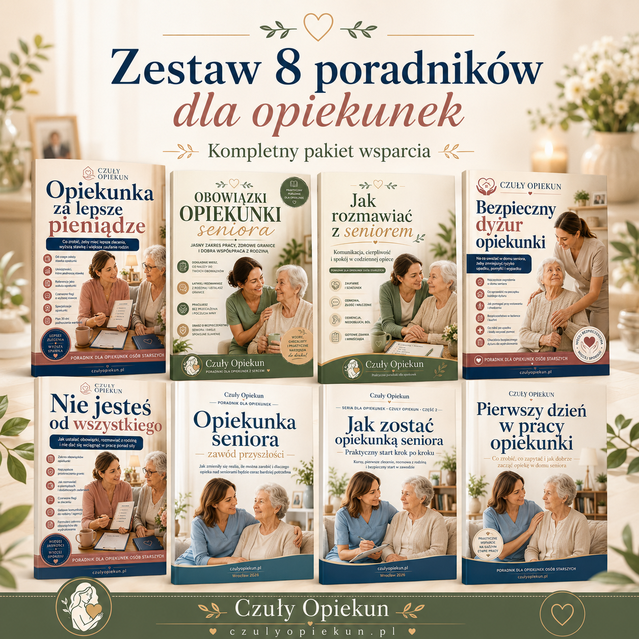 8 poradników dla opiekunek seniora — pełny zestaw