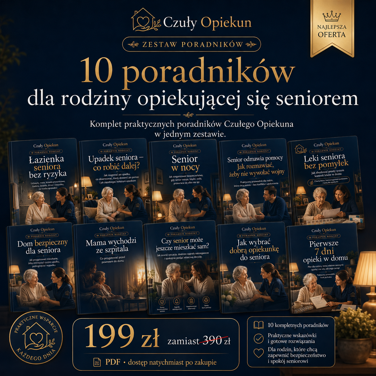 10 poradników dla rodziny opiekującej się seniorem — pełny zestaw Czuły Opiekun